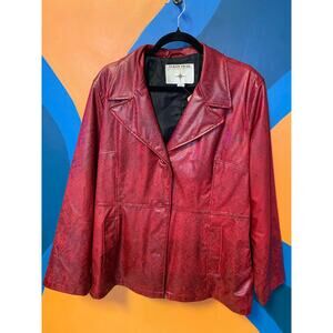 Yukon Trail Midwaist Snakeskin Faux Leather Red Coat Jacket Women's Size Large
